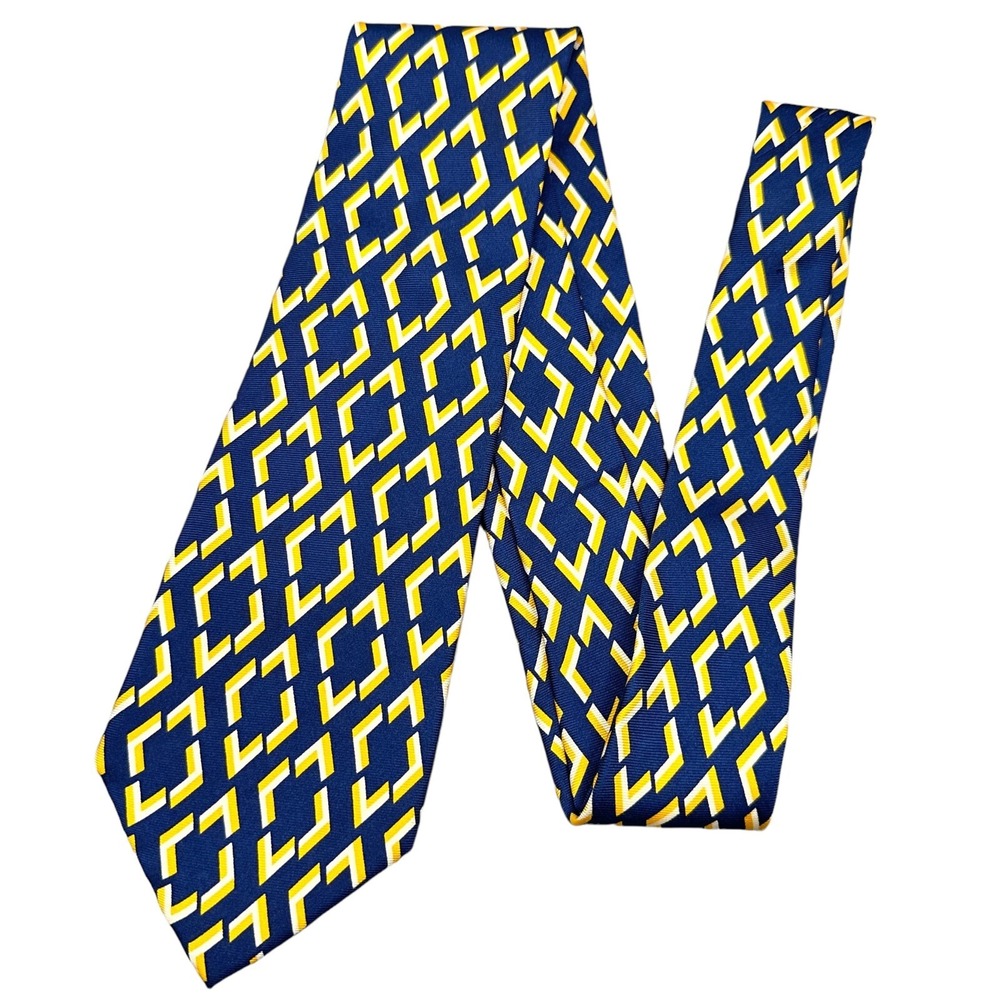 Lauren Ralph Lauren Tie Mens Blue Yellow‎ Geometric LRL Silk Luxury Necktie